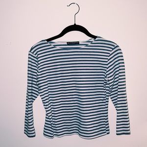 Brandy Melville - Blue and White striped 3/4 sleeve